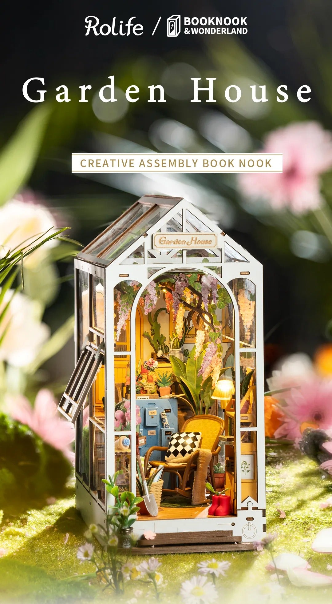 Rolife Holiday Garden House DIY Book Nook Shelf Insert TGB06