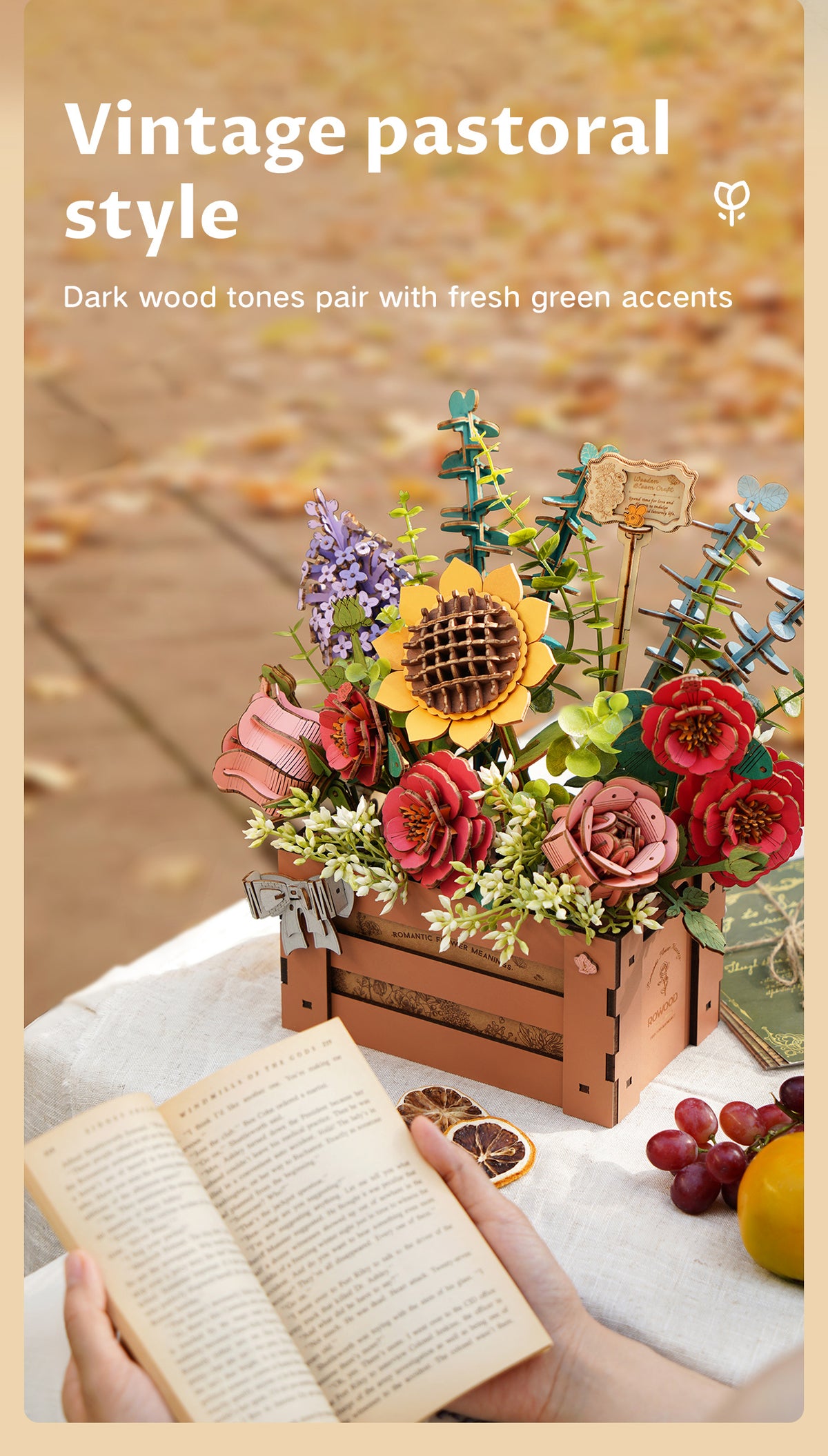 Rowood DIY Wooden Bloom Box 3D Wooden Puzzle ROETW02H