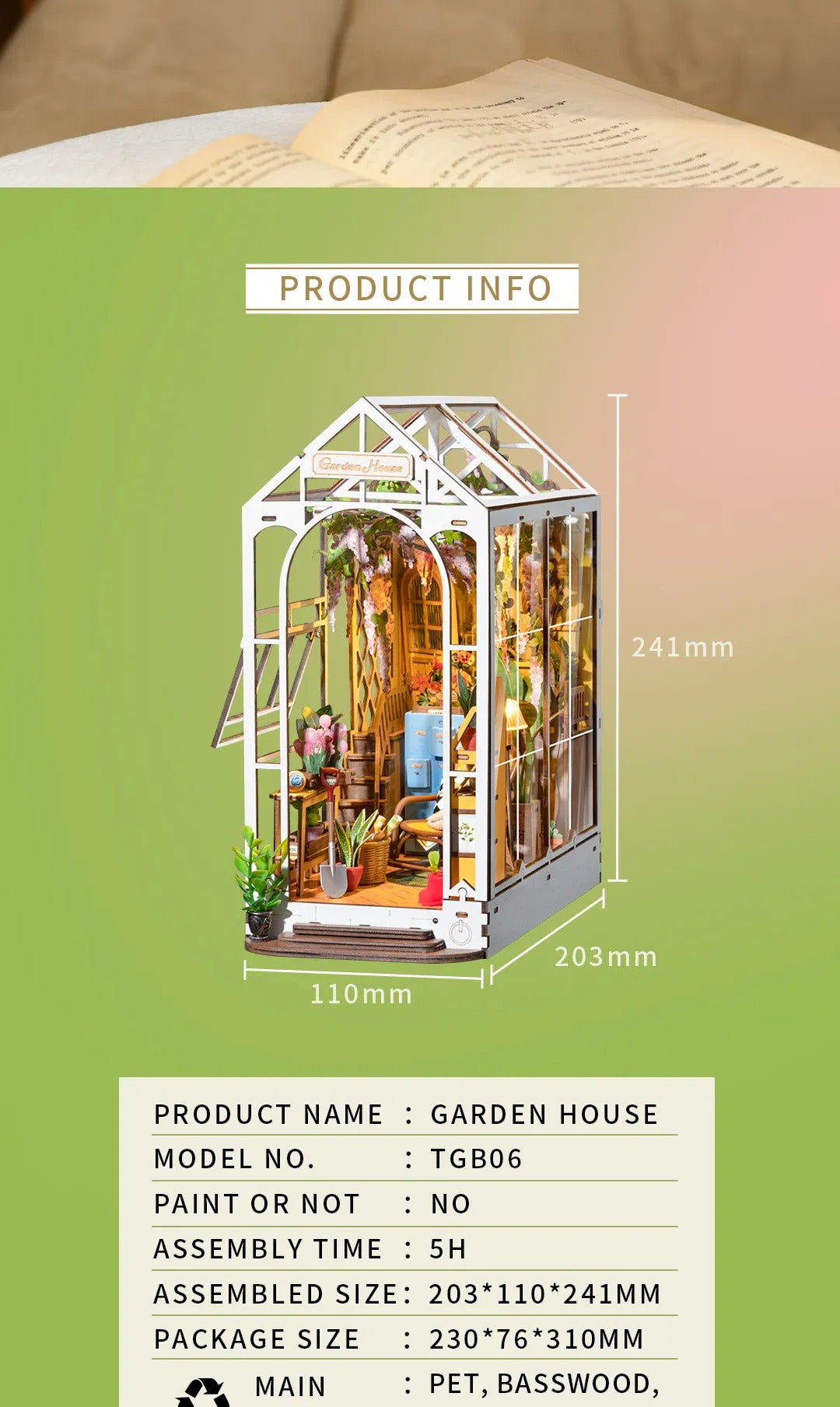 Rolife Holiday Garden House DIY Book Nook Shelf Insert TGB06