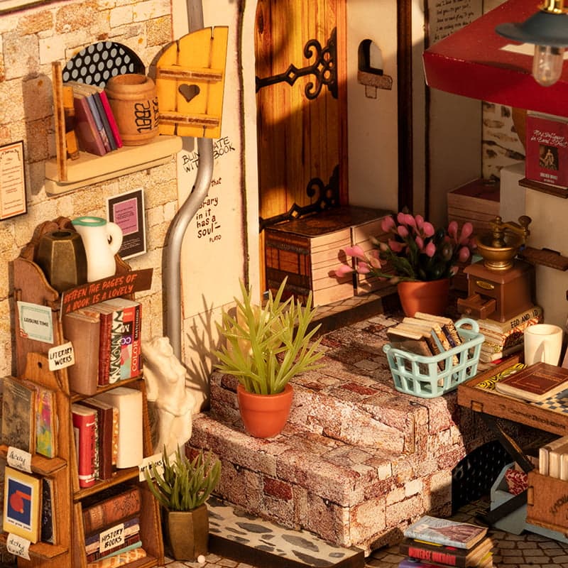 Rolife Corner Bookstore DIY Miniature House Kit ROEDG164