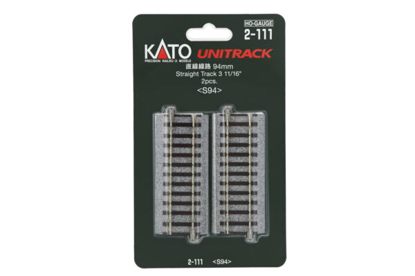 Kato HO Scale H 94mm (3-11/16″) Straight Track, (2 ea)