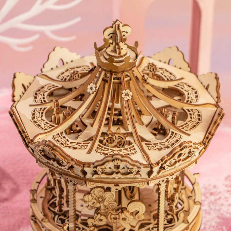 ROKR Romantic Carousel Mechanical Music Box 3D Wooden Puzzle ROEAMK62