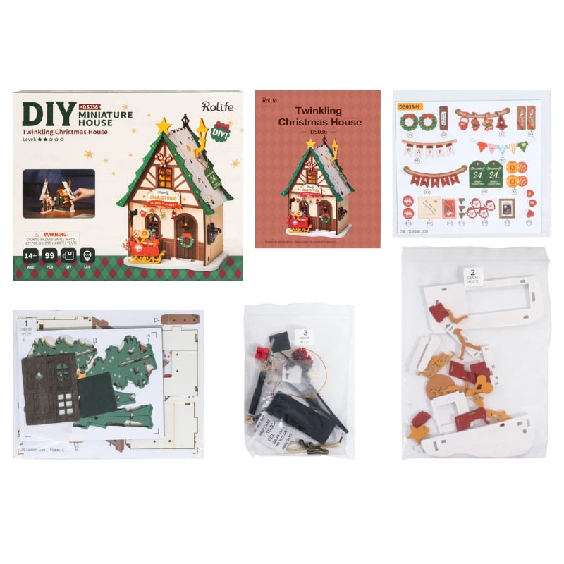 Rolife Twinkling Christmas House Miniature Doll House DS036