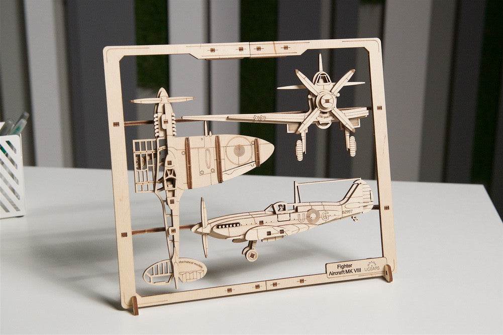 Ugears Fighter Aircraft 2.5D Puzzle - 47 Pieces 70196