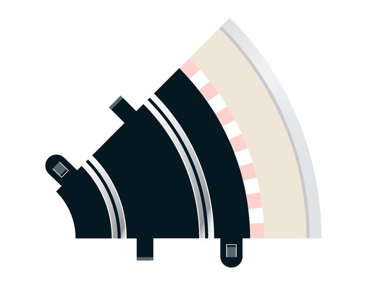 RADIUS 1 CURVE 45 deg - 2/pk SCA8202