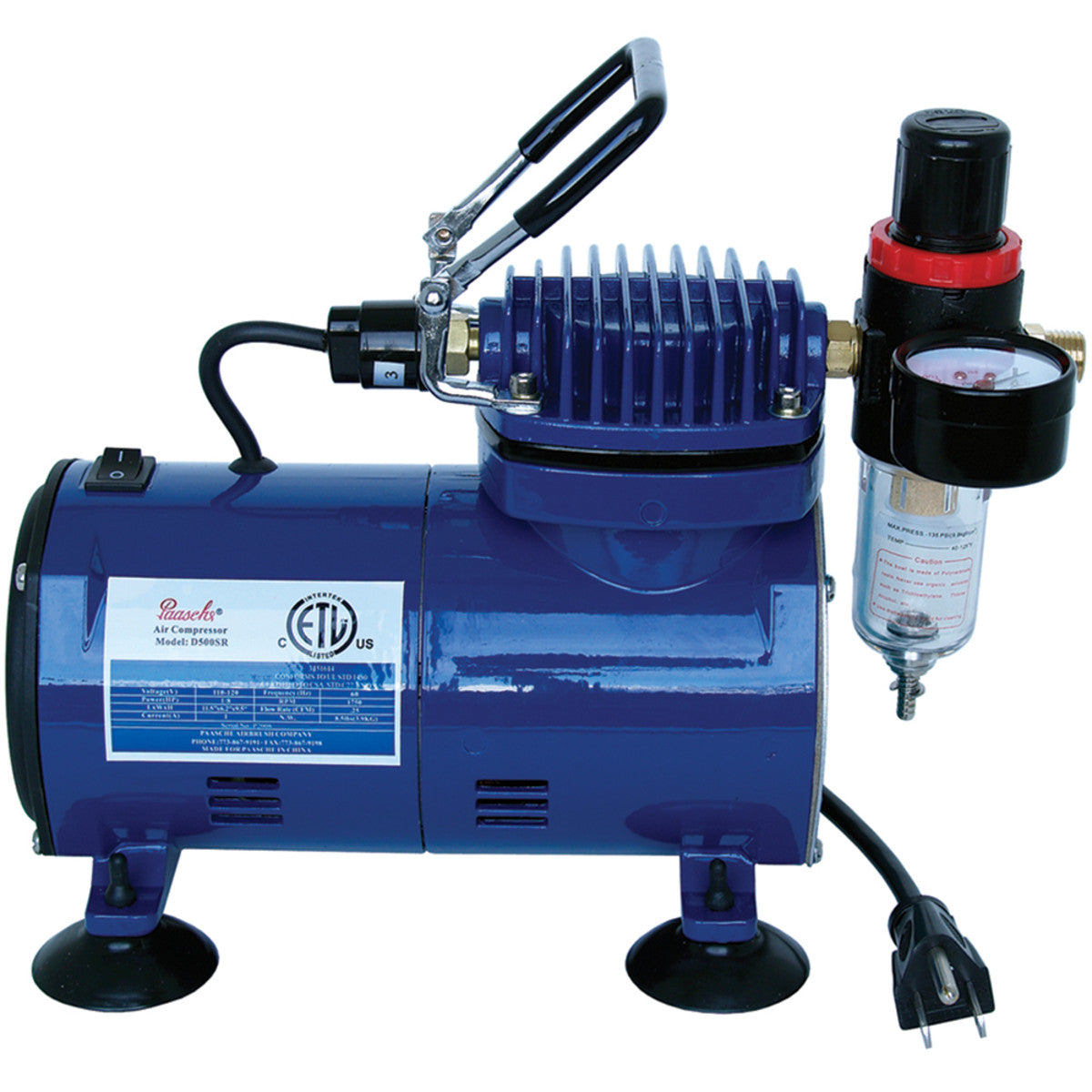 1/5 H.P. Oilless Piston Comp. W. Regulator & Auto D500SR