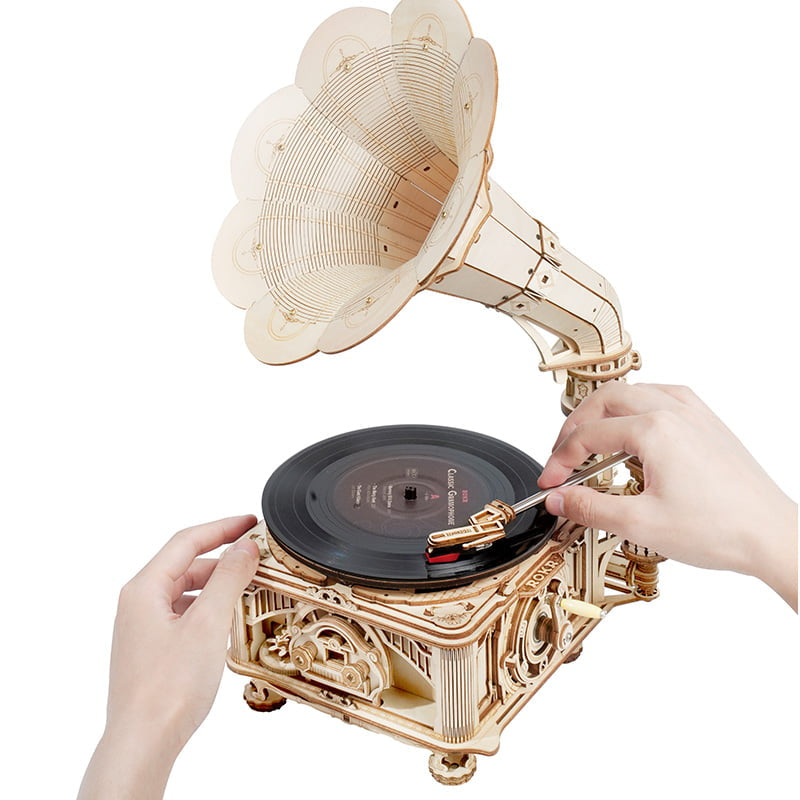 ROKR DIY Crank Classic Gramophone (Hand Rotating) LKB01