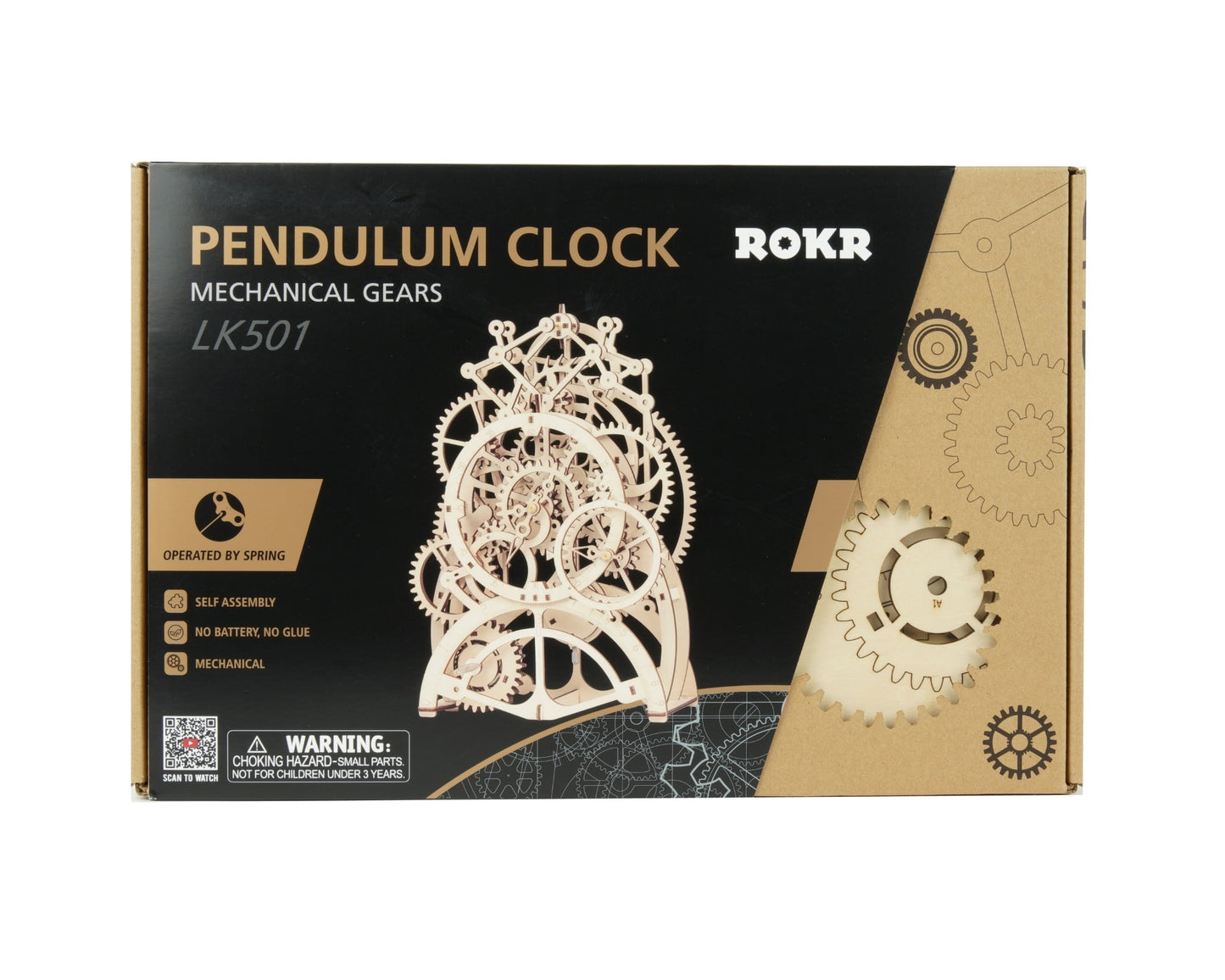 ROKR Pendulum Clock Mechanical Gears 3D Wooden Puzzle K501