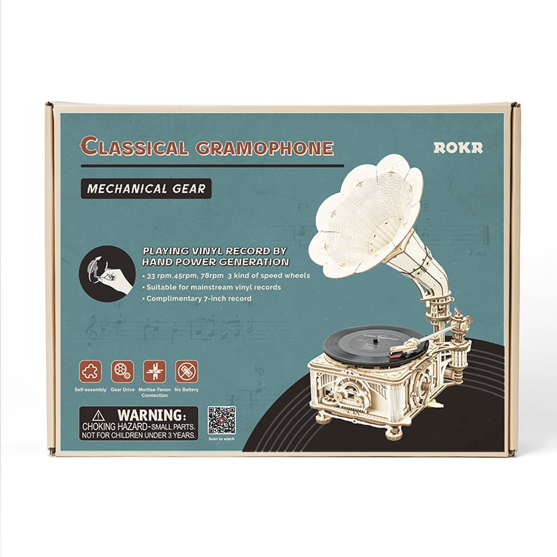 ROKR DIY Crank Classic Gramophone (Hand Rotating) LKB01