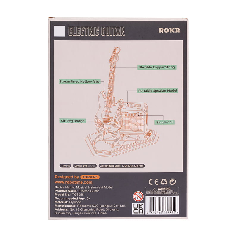 ROKR Electric Guitar Model 3D Wooden Puzzle TG605K