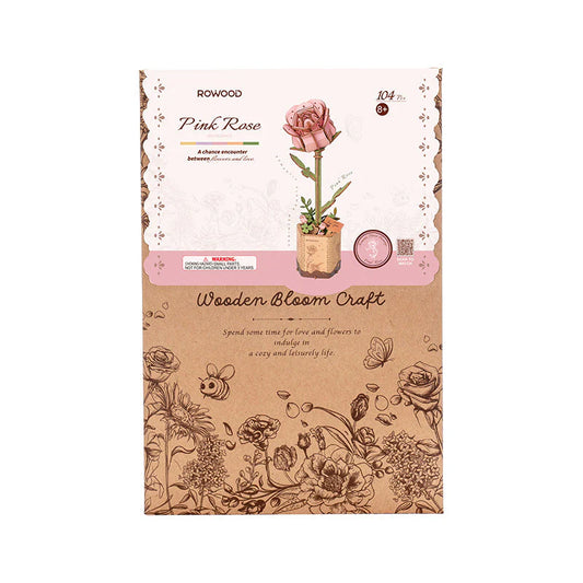 Rowood DIY Pink Rose 3D Wooden Puzzle