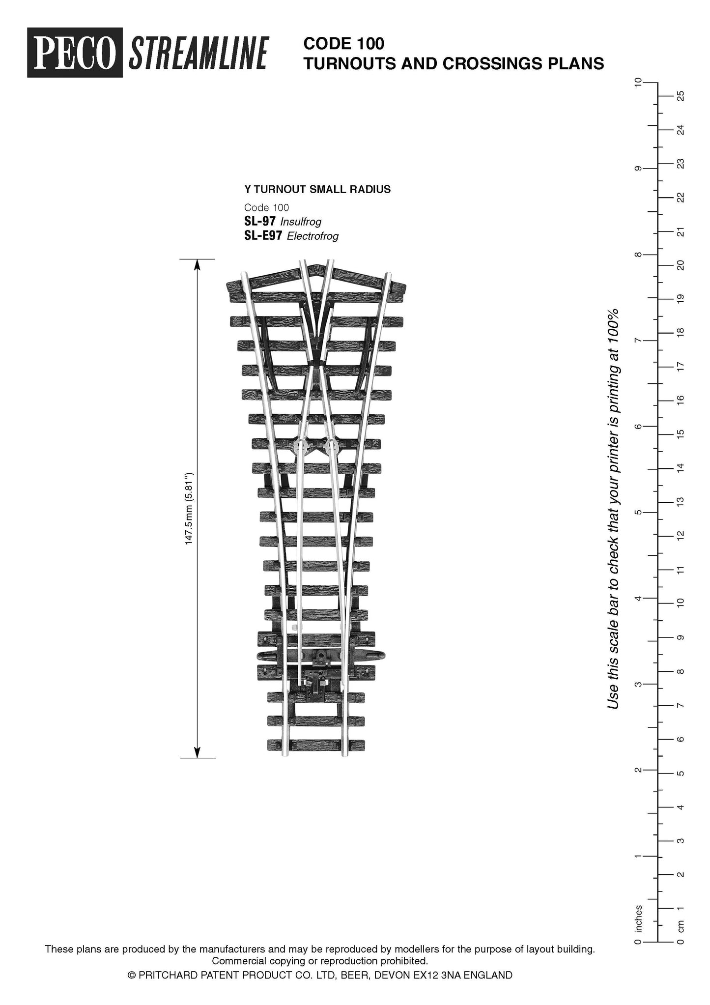 PECO CODE 100 SMALL RADIUS Y TURNOUT HO SCALE TRACK SL-E97