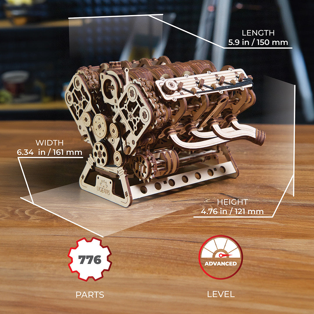 Ugears Engine V8 - 776 Parts (Advanced) UGR70264