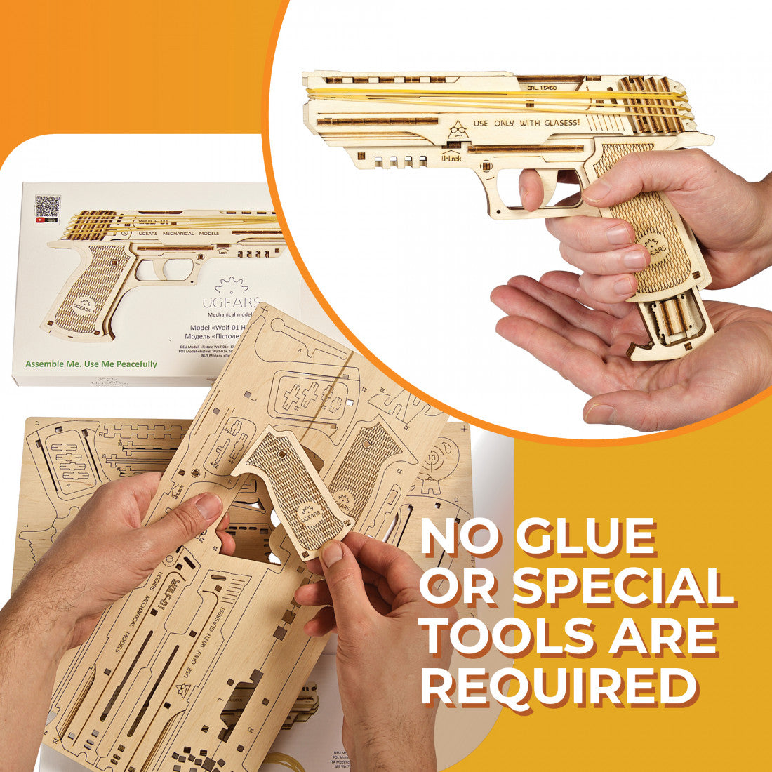 Ugears Wolf-01 Handgun (New Packaging design) - 62 Pieces 70047