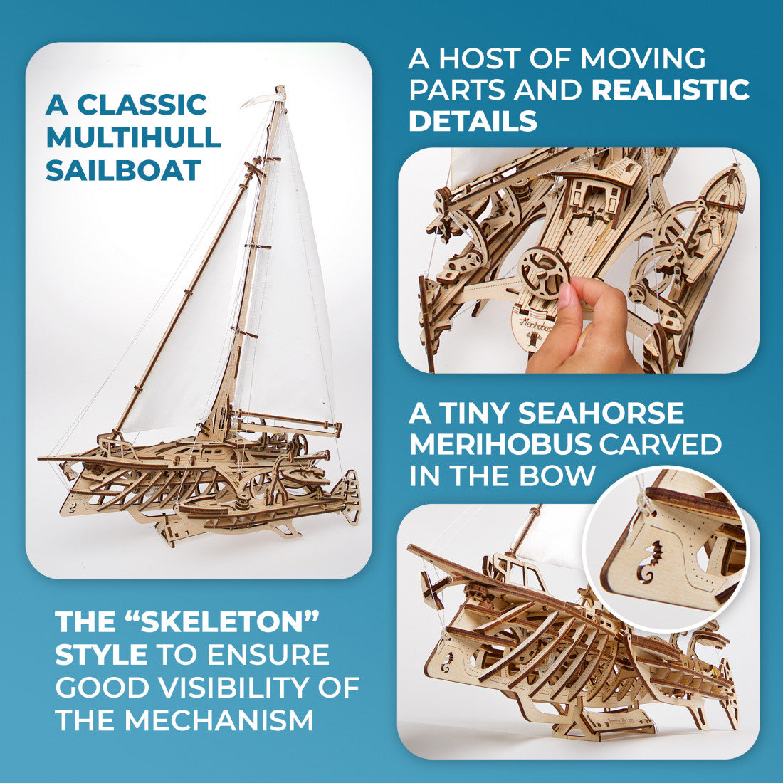 UGears Trimaran Merihobus Boat - 237 Pieces (Advanced) 70059