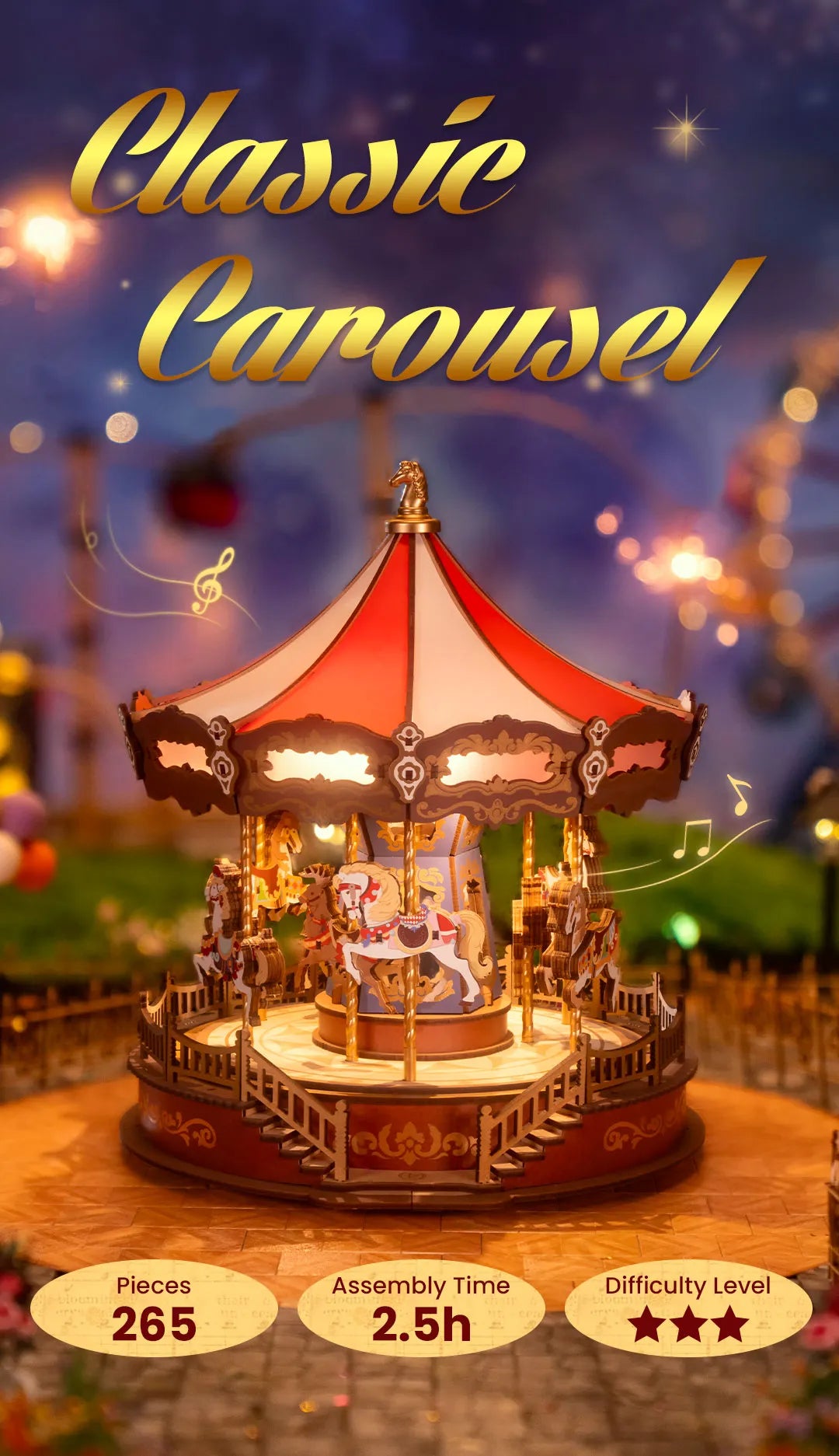 Rolife 3D Wooden Puzzle - Classic Carousel AMC01