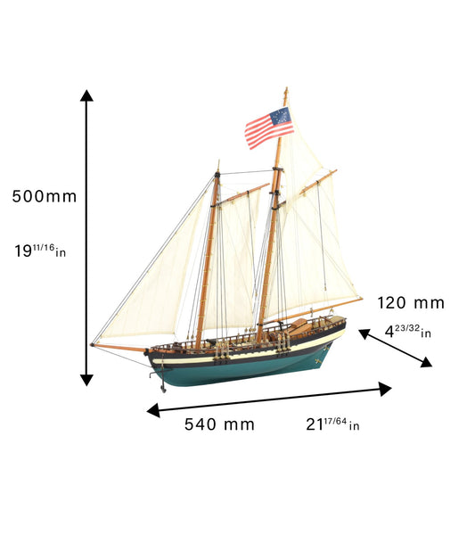 American Schooner Virginia 1:40 Wooden Model Boat Kit ART22115