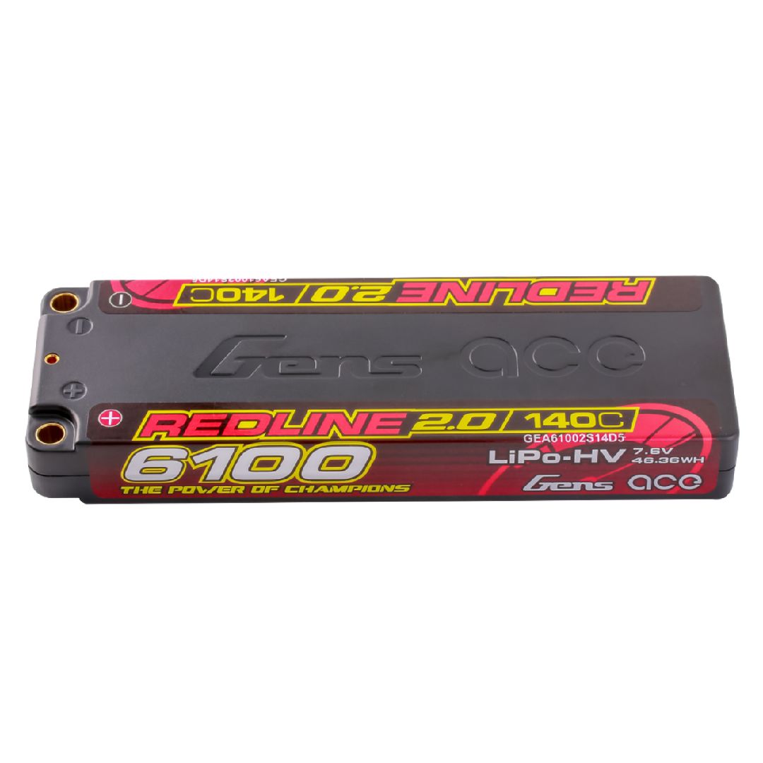 Gens Ace Redline 2.0 6100mAh 2S1P 7.6V 140C HV LiPo GEA61002S14D5