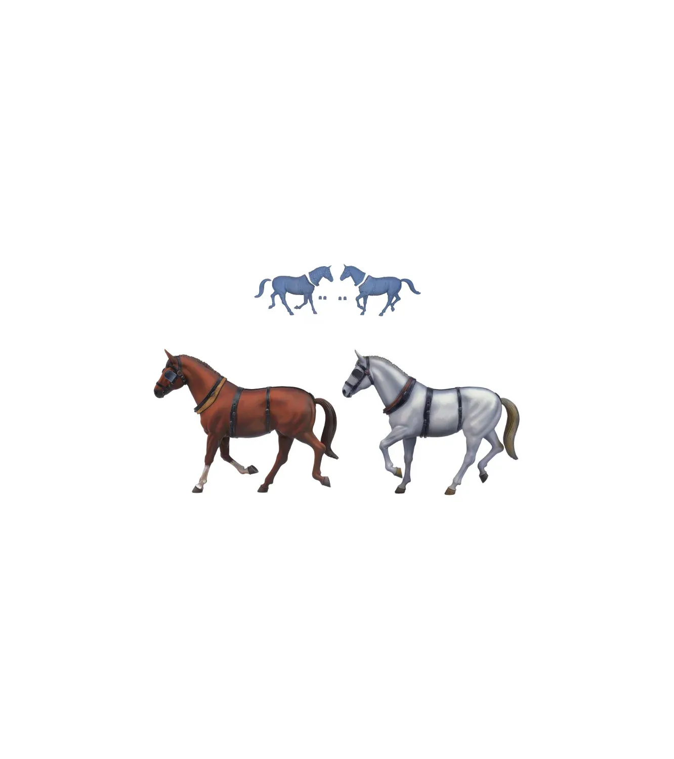 Set of 2 Resin Horses for Stage Coach - 1:12 scale