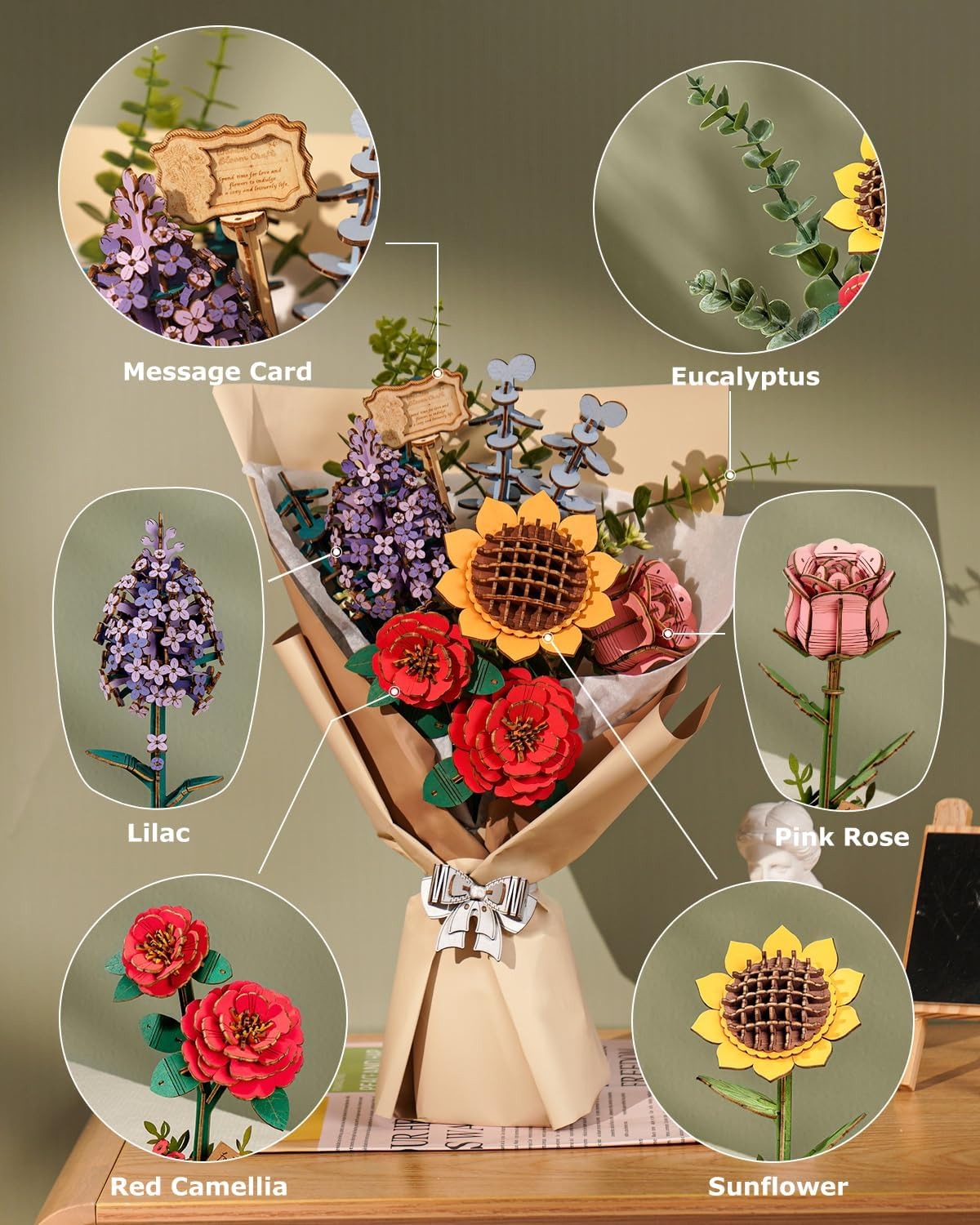 Rowood Wooden Flower Bouquet