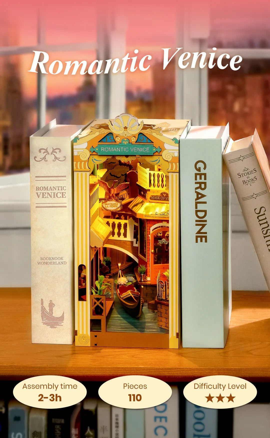 Rolife Romantic Venice DIY Book Nook Shelf Insert TGB08