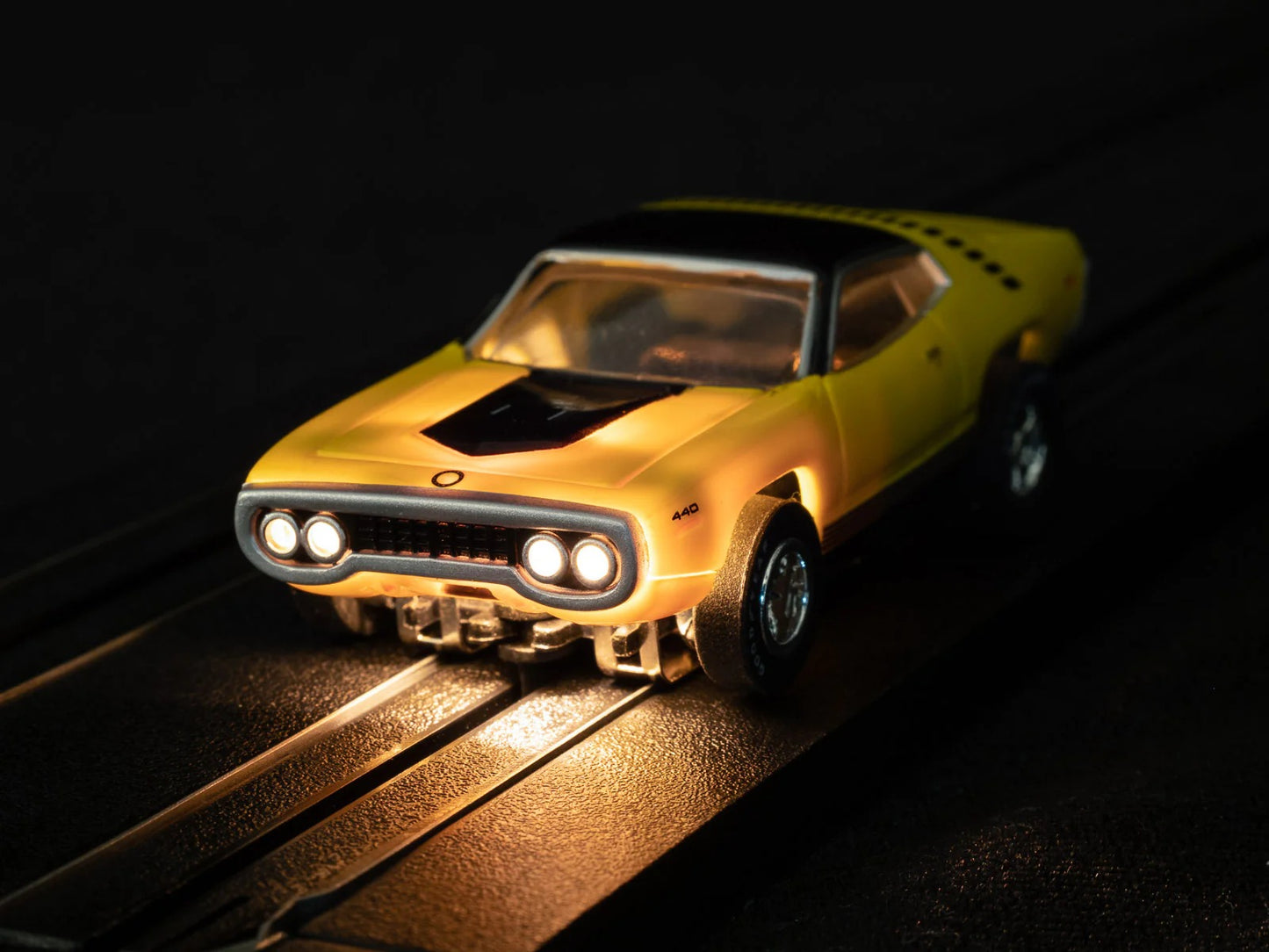 Flamethrower - X-Traction - 1971 Plymouth GTX Yellow Slot Car