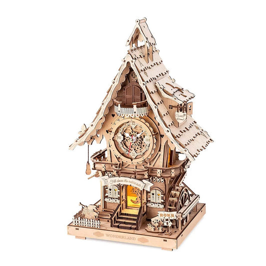 ROKR Cuckoo Clock Mechanical 3D Wooden NON Painted Puzzle