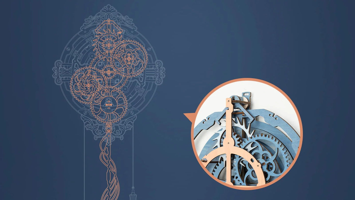 ROKR Romantic Note Wall Clock Mechanical Gear 3D Wooden Puzzle LC701