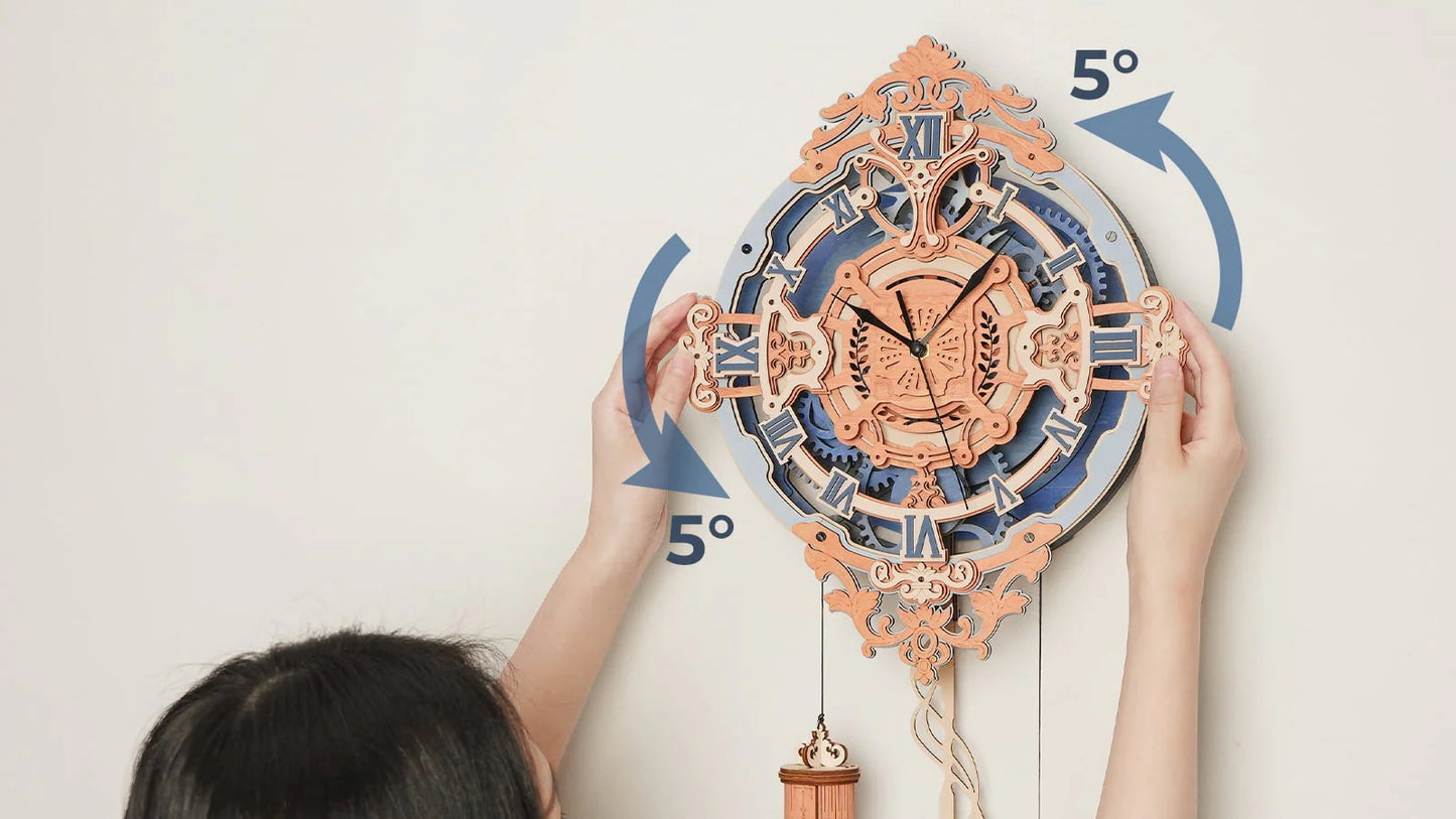 ROKR Romantic Note Wall Clock Mechanical Gear 3D Wooden Puzzle LC701