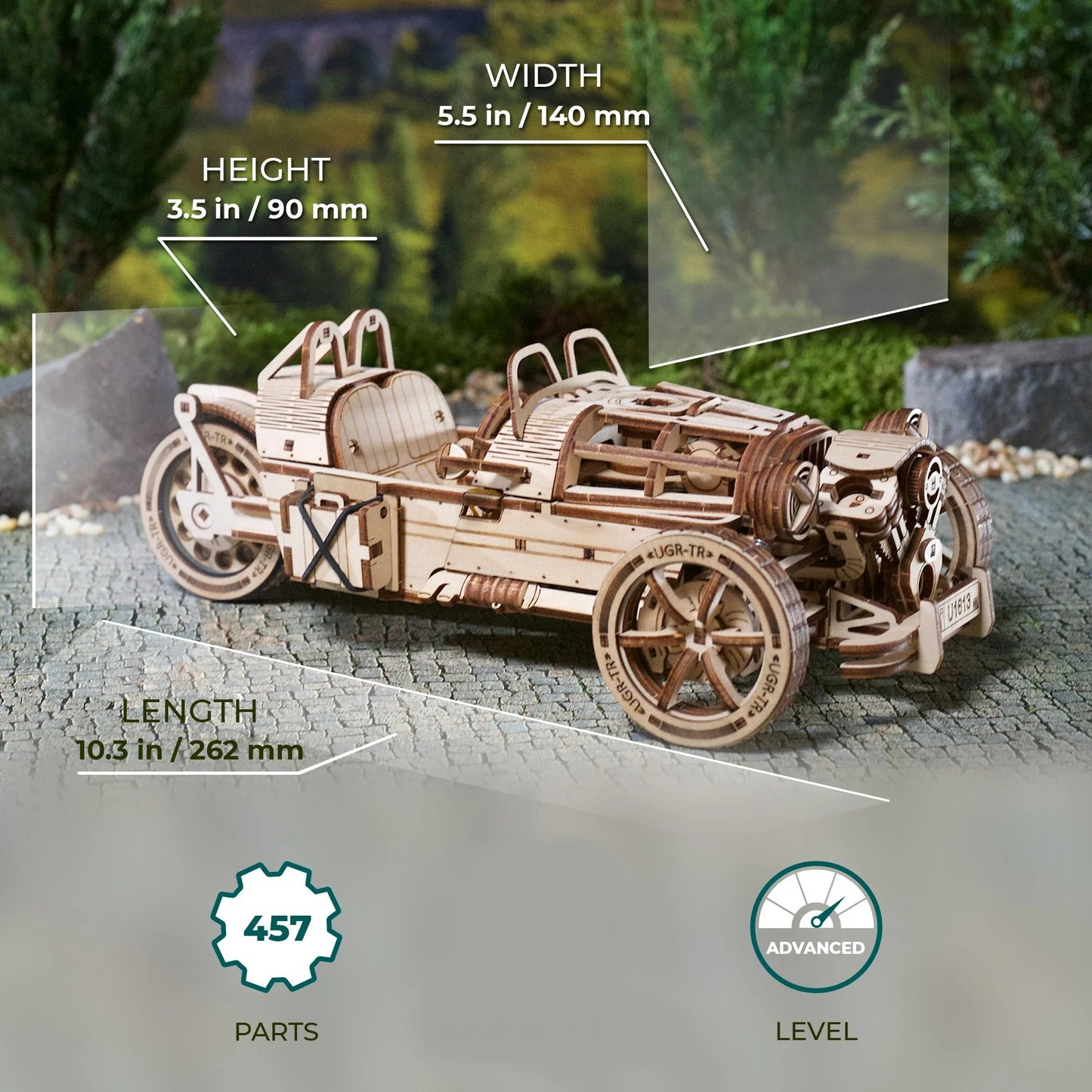 Ugears Three-wheeler UGR-S - 457 Pieces (Advanced)