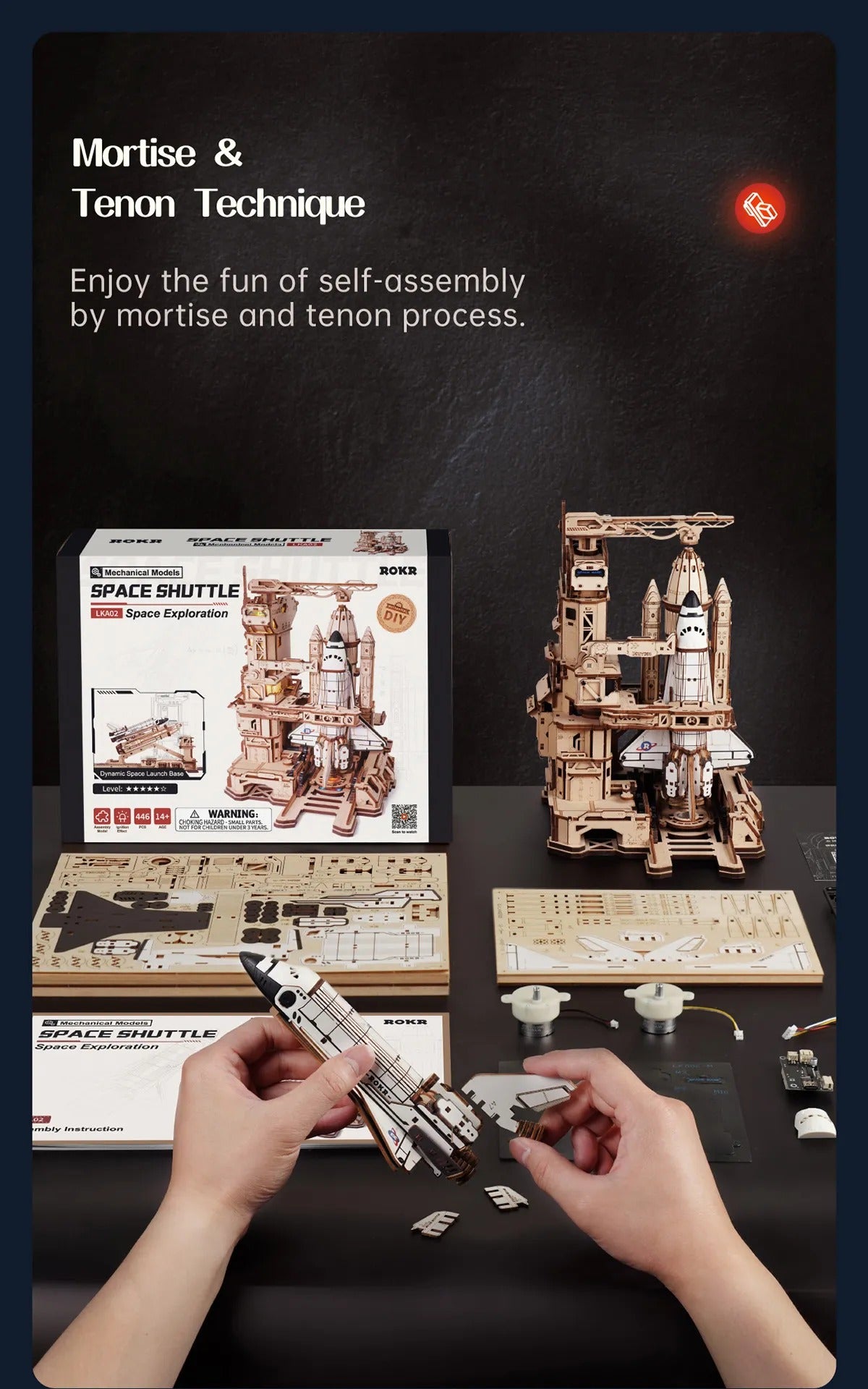 ROKR Space Shuttle Mechanical Gear 3D Wooden Puzzle