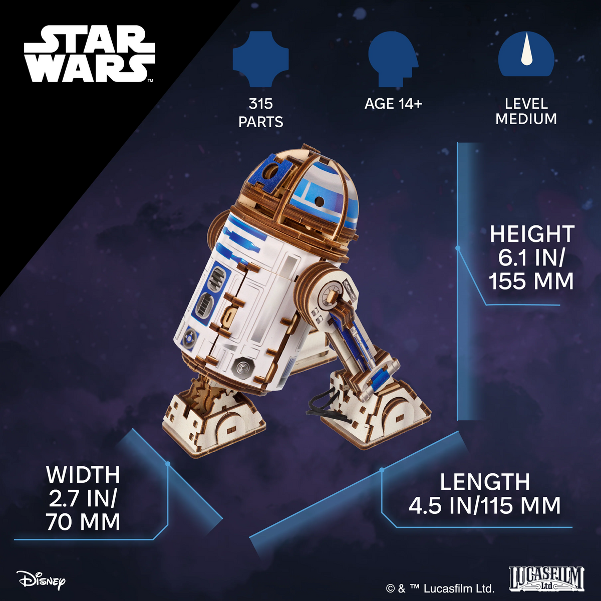 UGears R2-D2™ - 315 Pieces (Medium) Christmas