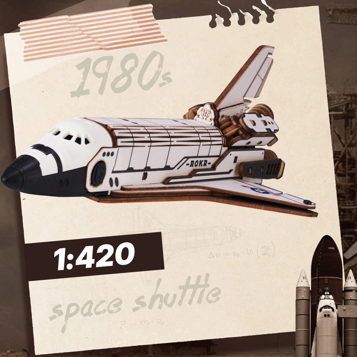 ROKR Space Shuttle Mechanical Gear 3D Wooden Puzzle