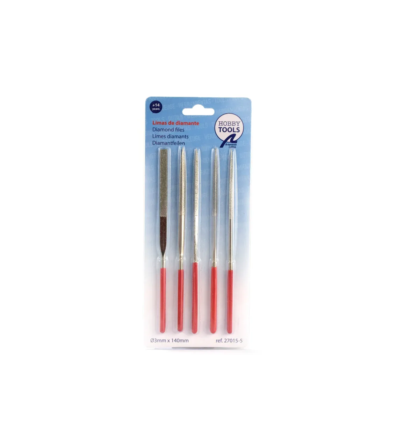 Steel File Set of 5 with (RED) Ergonomic Handles 27015-1