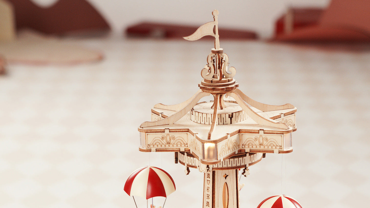 ROKR Parachute Tower DIY Music Box 3D Wooden Puzzle EA01