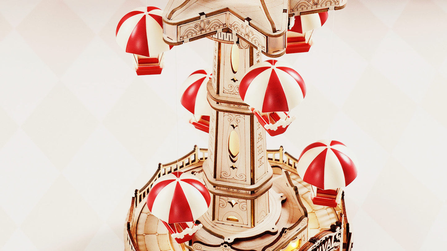 ROKR Parachute Tower DIY Music Box 3D Wooden Puzzle EA01