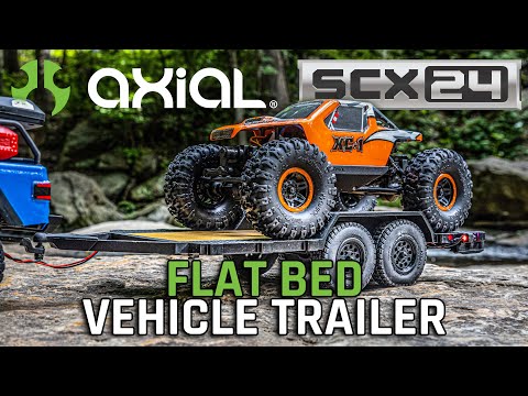 SCX24 Flat Bed Vehicle Trailer with LED Taillights:1/24th AXI00009