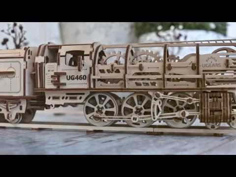 UGears Steam Locomotive with Tender - 443 Pieces (Advanced)