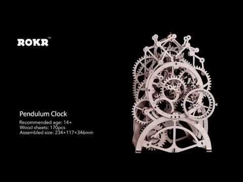 ROKR Pendulum Clock Mechanical Gears 3D Wooden Puzzle K501