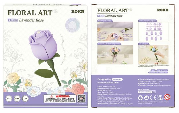 Rowood DIY Lavender Rose 3D Wooden Puzzle