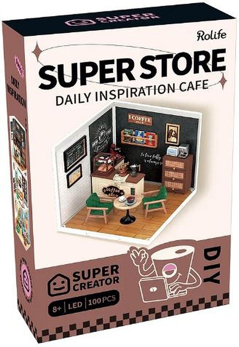 Rolife Super Creator Daily Inspiration Cafe Plastic DIY Miniature House Kit ROE