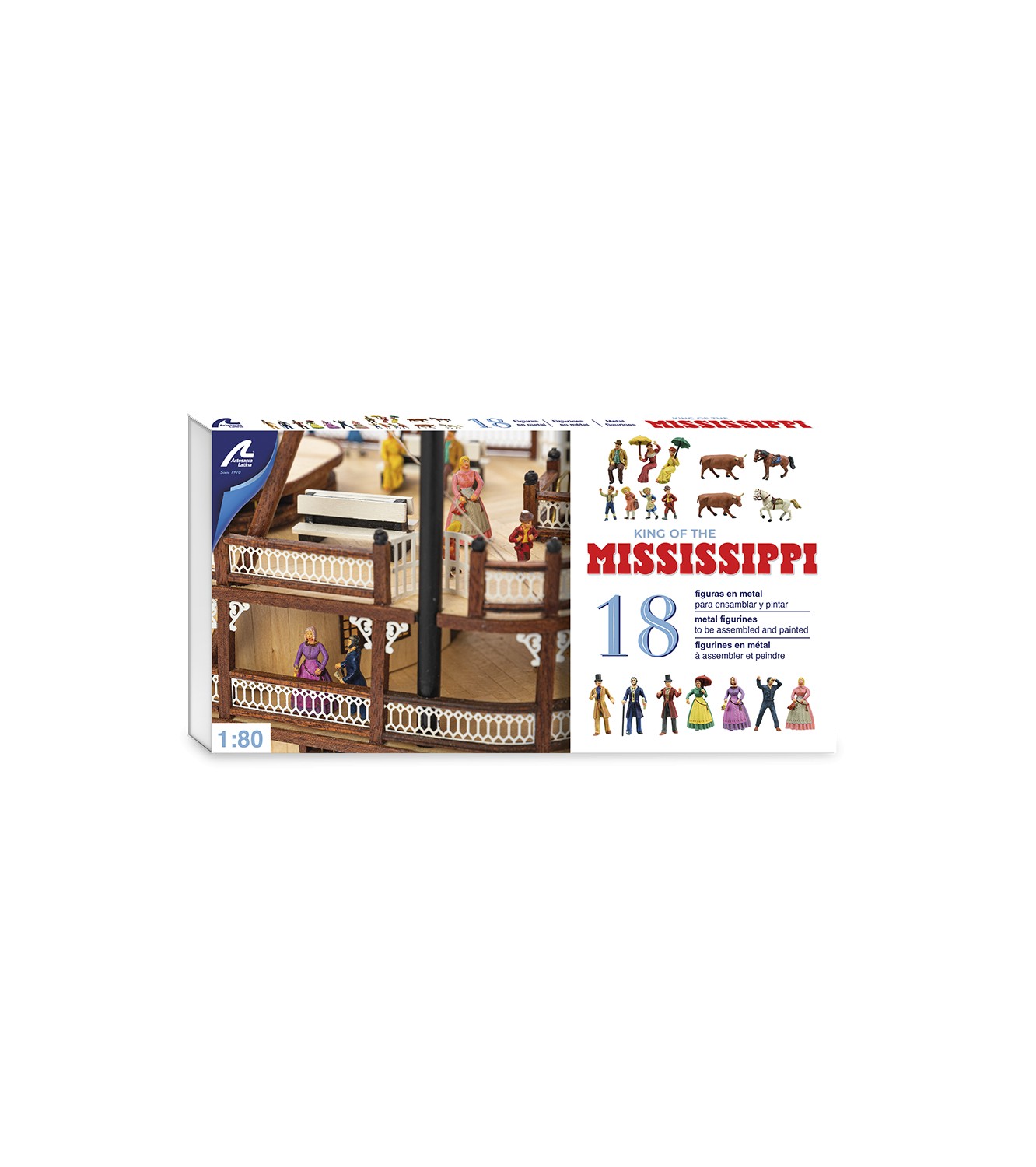 Paddle Steamer King of the Mississippi. 1:80 Wooden Model Kit Boat ART20515
