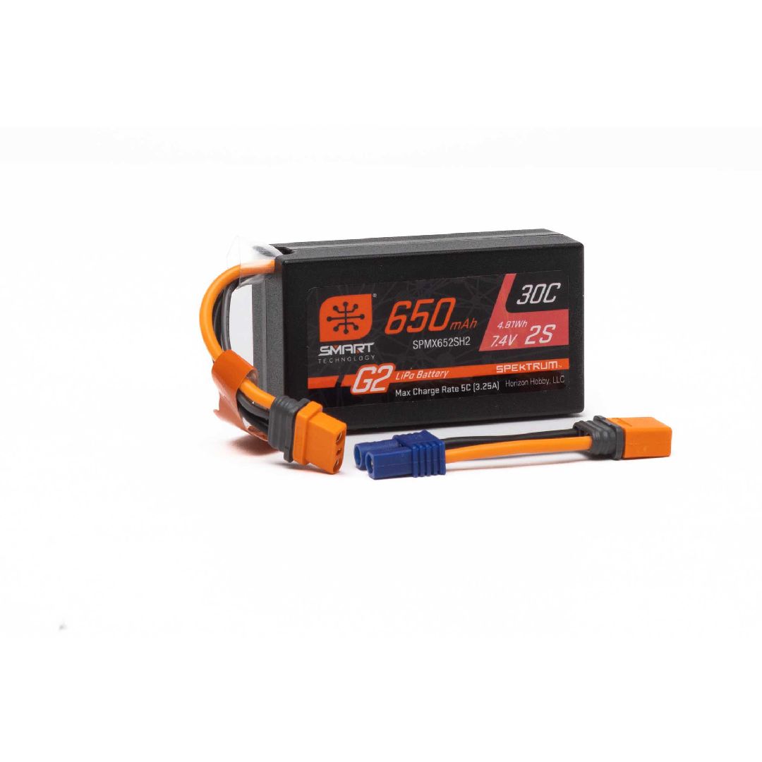 Spektrum 650mAh 2S 7.4V Smart G2 30C LiPo; IC2 SPMX652SH2