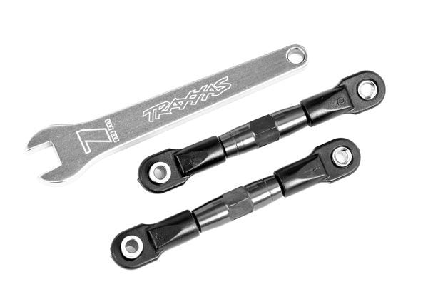 TRA2443A Traxxas Camber links, rear (TUBES charcoal gray-anodized, 7075-T6 aluminum, stronger than titanium) (2) (assembled with rod ends and hollow balls)/ aluminum wrench (1) (fits Drag Slash)