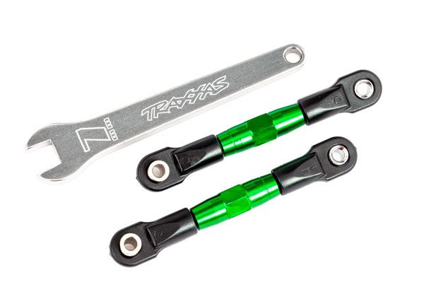 TRA2443G Traxxas Camber links, rear (TUBES green-anodized, 7075-T6 aluminum, stronger than titanium) (2) (assembled with rod ends and hollow balls)/ aluminum wrench (1) (fits Drag Slash)