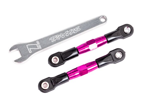TRA2443P Traxxas Camber links, rear (TUBES pink-anodized, 7075-T6 aluminum, stronger than titanium) (2) (assembled with rod ends and hollow balls)/ aluminum wrench (1) (fits Drag Slash)