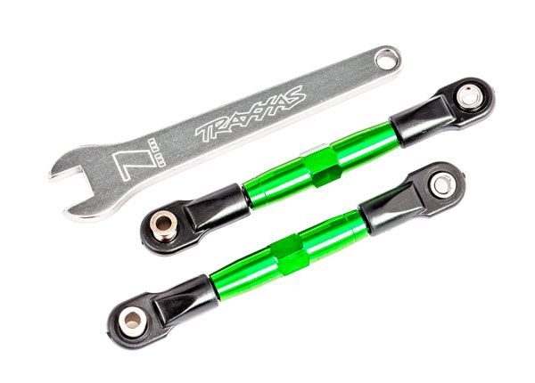 TRA2444G Traxxas Camber links, front (TUBES green-anodized, 7075-T6 aluminum, stronger than titanium) (2) (assembled with rod ends and hollow balls)/ aluminum wrench (1) (fits Drag Slash)