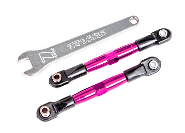 TRA2444P Traxxas Camber links, front (TUBES pink-anodized, 7075-T6 aluminum, stronger than titanium) (2) (assembled with rod ends and hollow balls)/ aluminum wrench (1) (fits Drag Slash)
