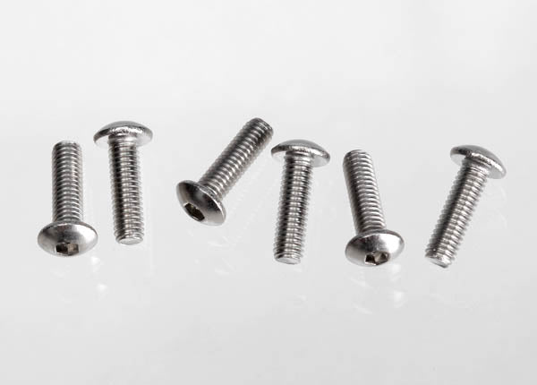 TRA2577X Traxxas Screws, 3x10 Button-Head Machine (Hex Drive) (Stainless Steel) (6)