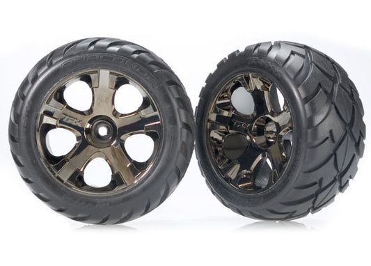 TRA3776A Traxxas Anaconda Tires w/All-Star Front Wheels (2) (Black Chrome) (Standard)